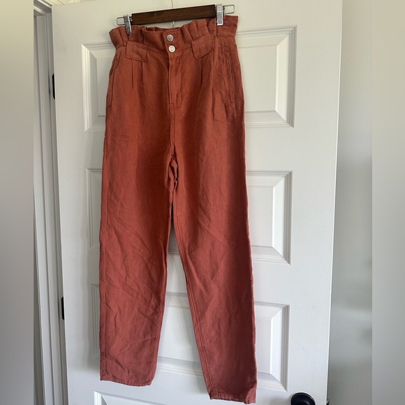 Veronica Beard Karter Paperbag Linen Blend Casual Crop Pants - Picture 9 of 14